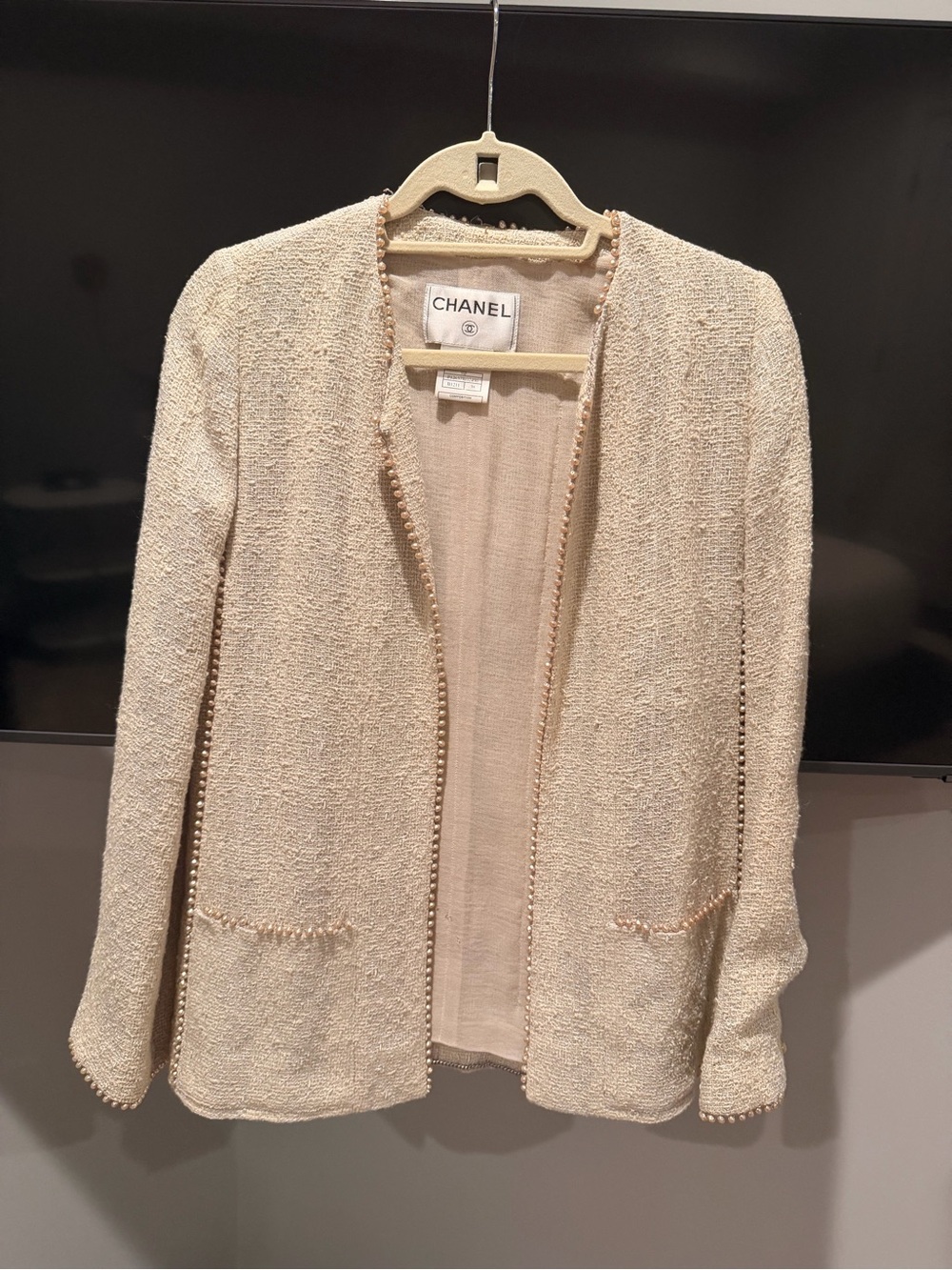 Chanel Cream Bouclé Open-Front Jacket